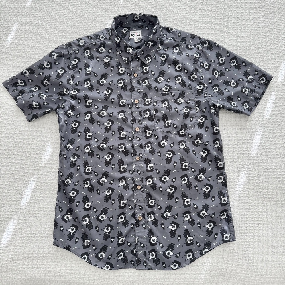Em and Sprout Plague Doctor Button up Short Sleeve Collar Shirt Men’s XS, Kawaii - Picture 2 of 5